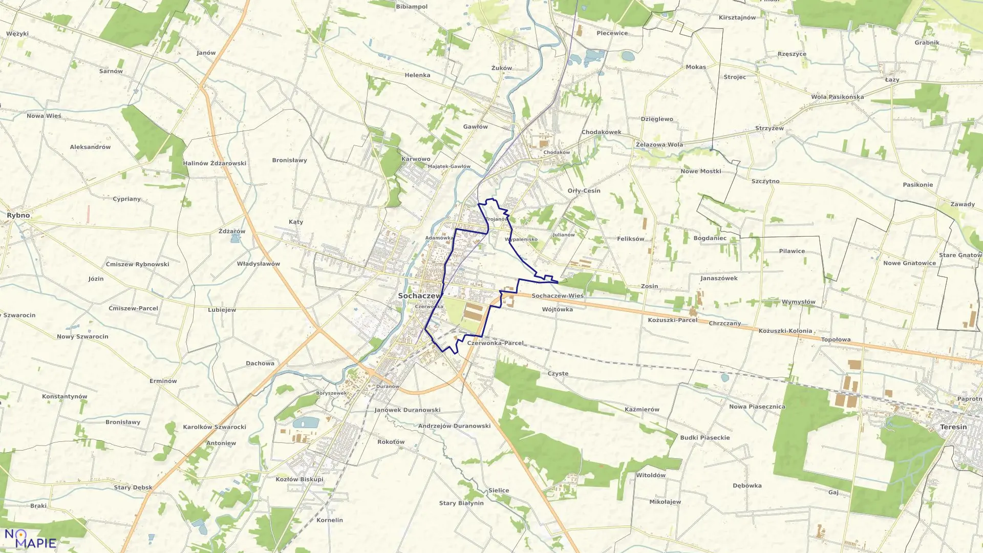 Mapa obrębu SOCHACZEW WSCHÓD w mieście Sochaczew